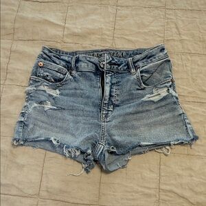 American Eagle Outfitters Women's Ripped Jean Shorts - Light Blue